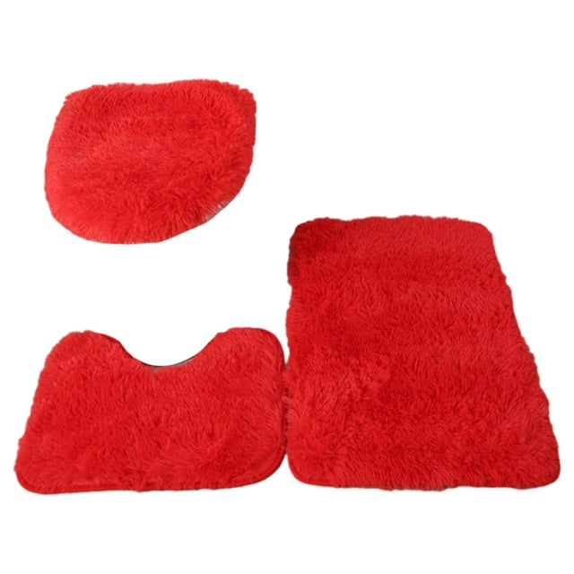 Transemion 1/2/3/5 3pieces Anti-slid Particles Rug Set Secure And for Slip-free Bathroom Mats For Red 1 Pc