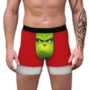 Noyal Mens Funny Grinch 3D Print Christmas Boxers Shorts Novelty Underpants Xmas Gift Underwear,Size M