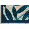 thumbnail image 6 of 4â€™ Round Navy and Beige Leaves Indoor Outdoor Area Rug, 6 of 8