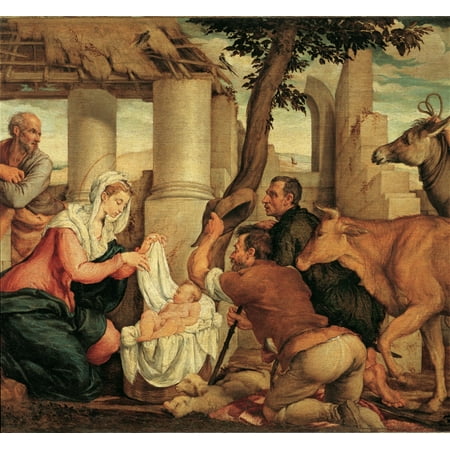 - Da Ponte Jacopo Know As Bassano Adoration Of The Shepherds 1545 16Th Century Oil On Canvas Italy Veneto Venice Accademia Art Galleries Everett CollectionMondadori Portfolio Poster Print