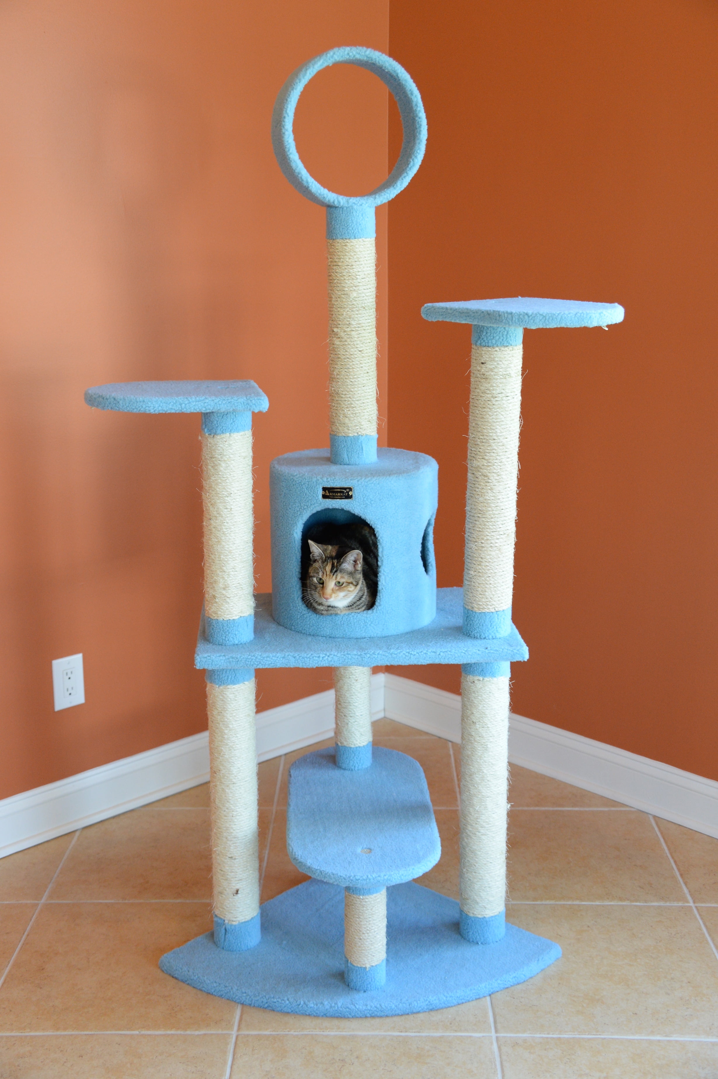Armarkat Classic 65-Inch Real Wood Cat Tree, Model B6605, Sky Blue