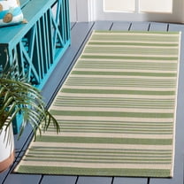 Safavieh Courtyard Aaron Striped Indoor/Outdoor Runner Rug, Beige/Green, 2'3" x 6'7"