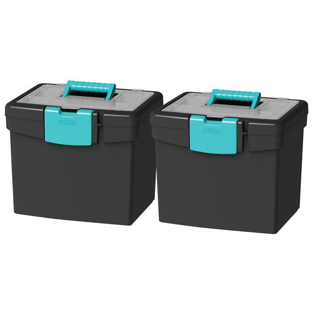 Storex 61414B02C File Storage Box with Extra Large Storage Lid, Black