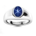 thumbnail image 2 of Dainty Star Sapphire Ring – 925 Sterling Silver Blue Lindy Star Gemstone Ring for Women, Minimalist Oval Cabochon Jewelry, 2 of 2