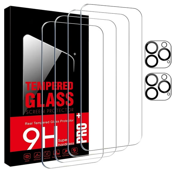 4 Pack Tempered Glass Screen Protector for iPhone 15 Pro   2 Pack Camera Lens Protector,9H Tempered Glass,HD Tempered Glass, drop-proof, scratch-proof, anti-fingerprint