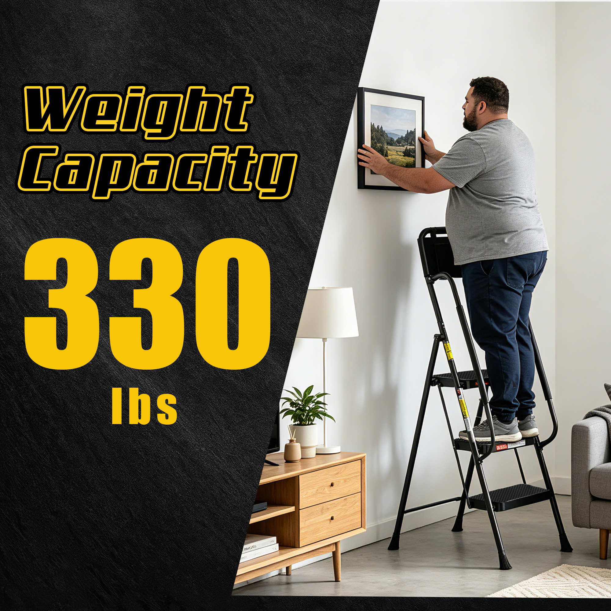 LevLad 3-Step Folding Ladder with Dual Handrails and Tool Bag photo 6