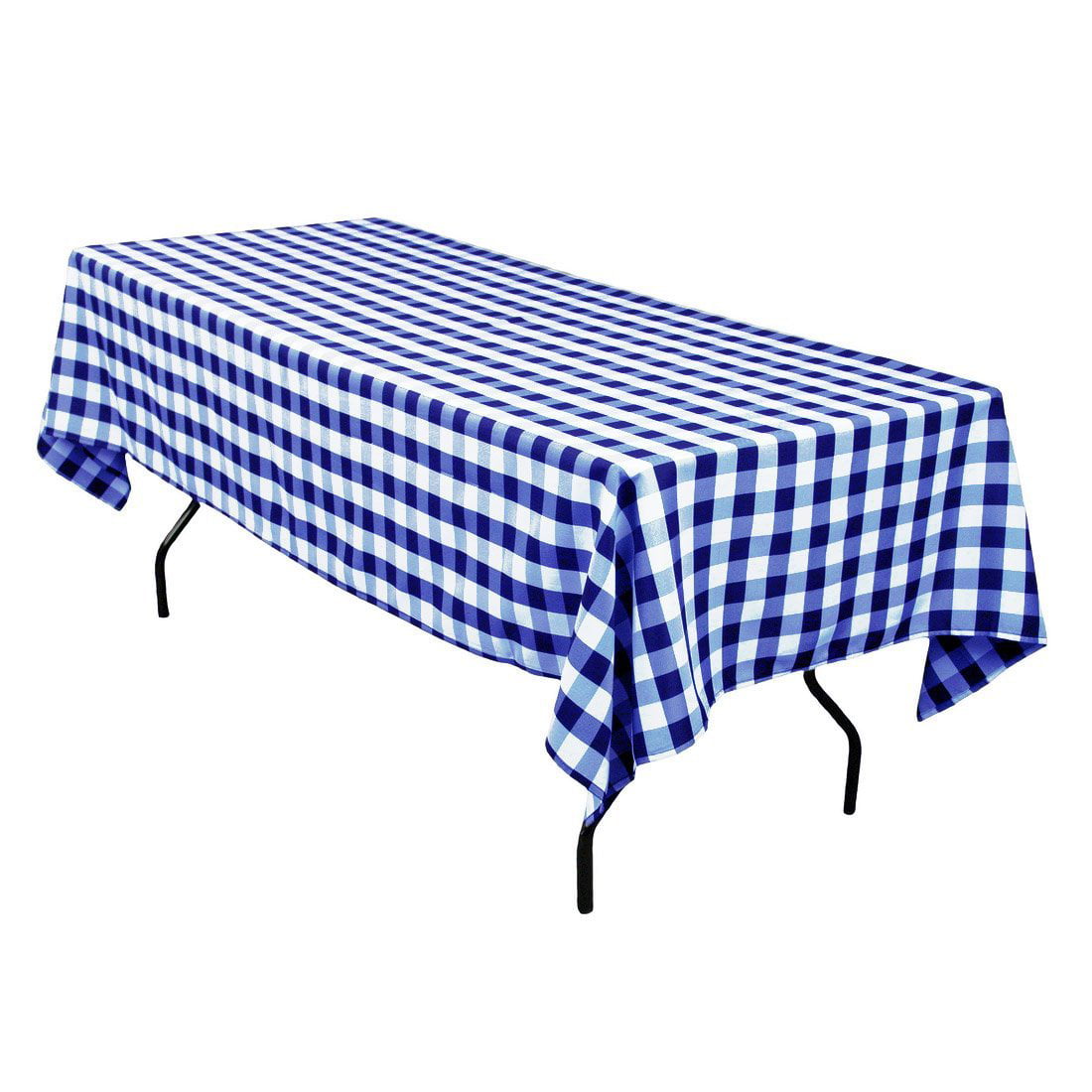 ROYAL BLUE AND WHITE CHECKERED TABLECLOTH 60" x 102" CHECKER TABLECLOTHS 