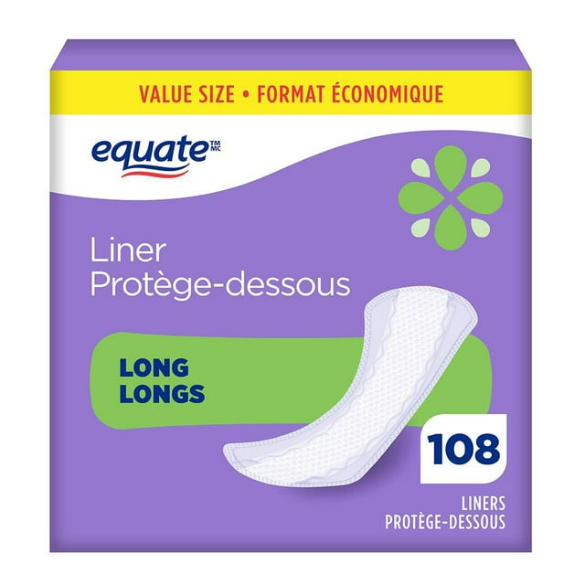 Equate Light Absorbency Long Pantiliner Unscented, 108 Count