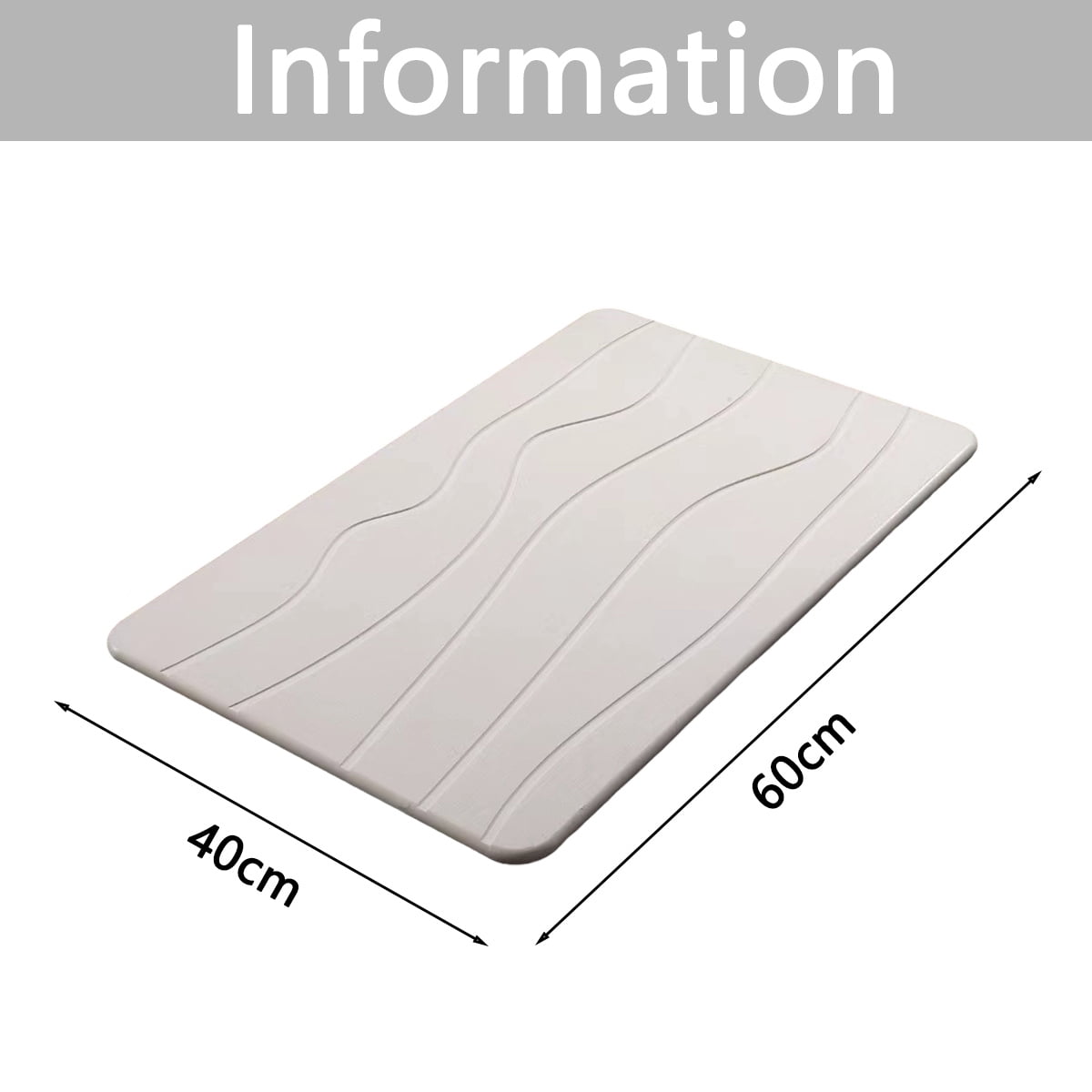 Stone Bath Mat - Diatomaceous Earth Bath Mat - white