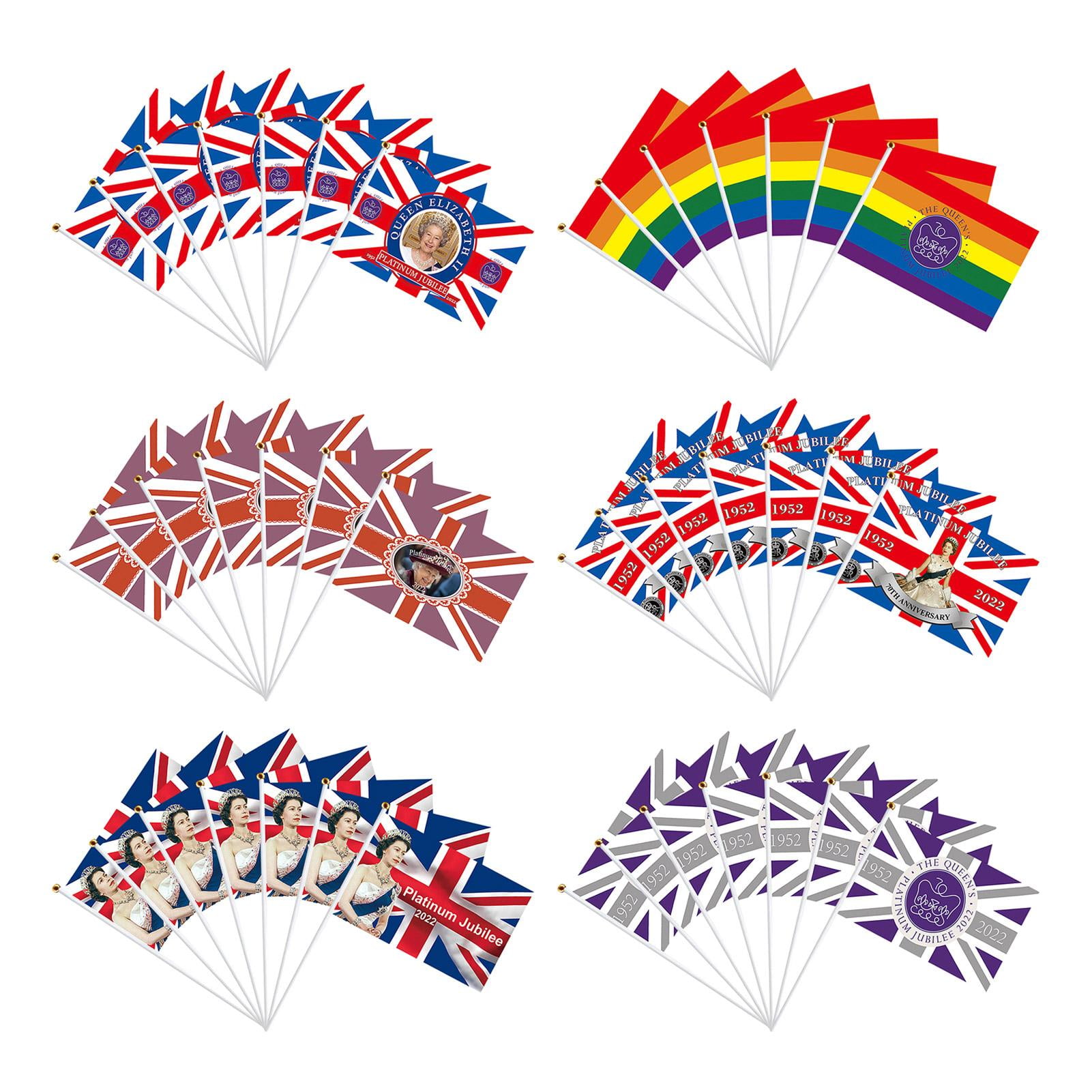 MEGAWHEELS 7Pcs Queen Jubilee Hand Waving FlagQueens Platinums Jubilee