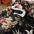 thumbnail image 4 of Manfei Teens Girls Flying Butterflies Bedding Comforter Set 7pcs,Chic Floral Flowers Queen Bedding Sets Super Cozy,Spring Garden Queen Sheet Sets,Ultra Soft Home Decor,Reversible, 4 of 8