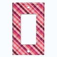 thumbnail image 5 of Metal Light Switch Plate Outlet Cover Vintage Red Pink Plaid Pattern WAL035, 5 of 13