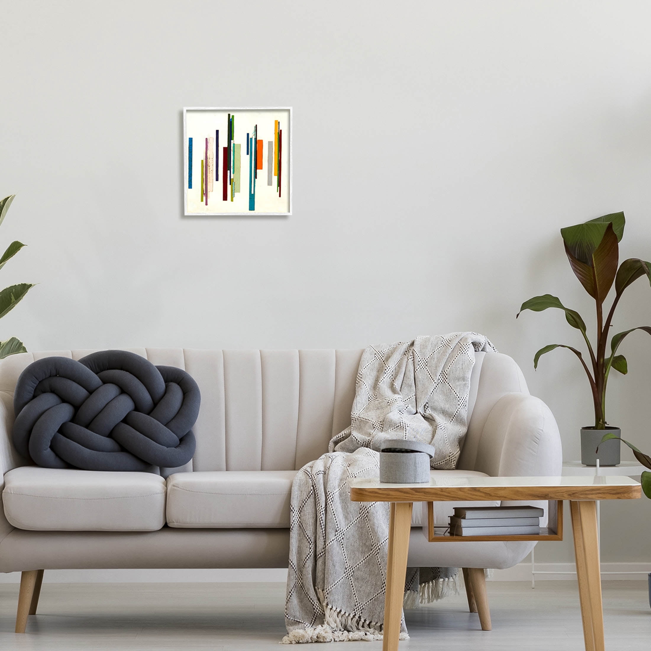 Stupell Industries Modern Asymmetrical Blocked Shapes Graphic Art White Framed Art Print Wall Art, Design by Laura Van Horne
