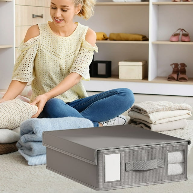 Sac de Rangement pour Vêtements, Contenants de Rangement Pliables pour Couvertures, Organisateur de Garde-Robe pour Linge de Lit, Tissu Non Tissé, Poignée Renforcée, Fermeture Éclair Robuste, Grand Éventail d'Utilisations