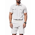 thumbnail image 2 of Men Sets Outfits 2 Piece Short Sleeve Shirts Short Set White S, 2 of 7