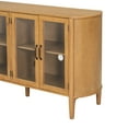 thumbnail image 6 of Christopher Knight Home 58" Large Storage Cabinet with 4 Glass Doors, Wood Frame, Stylish Style, Natural, 6 of 12