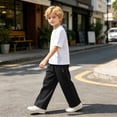 thumbnail image 5 of CONZONE Kids Boys Uniform Sweatpants Wide Leg Sweat Pants for Child Elastic Waist Back To School Athletic Jogger Pants with Pockets, 5 of 6