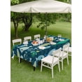 thumbnail image 4 of Outdoor Tablecloth with Umbrella Hole for Patio/Picnic/Party/Camping, Deep Green Fishes Waterproof Table Cloth Rectangle Table Cover Washable, Cartoon Coastal Ocean Fish Striped (54"x 80"), 4 of 8