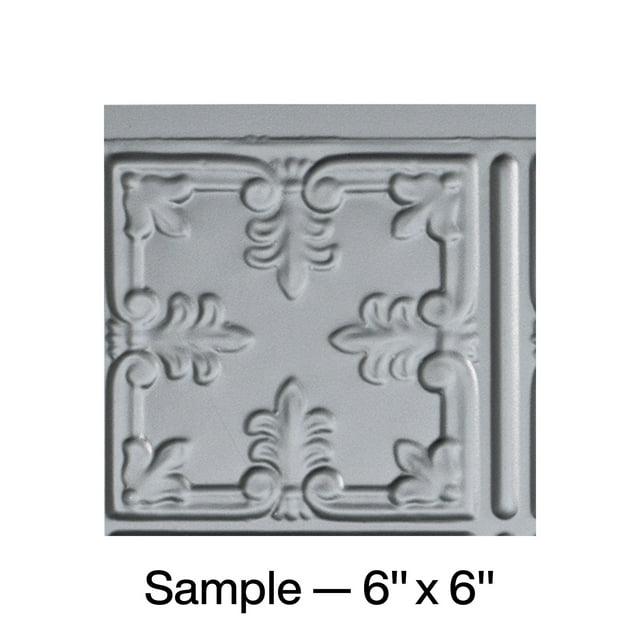 FASÄDE Traditional Style 10 Decorative Vinyl Backsplash Panel in Argent Silver (6X6 Inch Sample)
