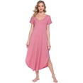 thumbnail image 1 of Camisones para mujer, camisones de manga corta, ropa de dormir suave, vestido de noche liso, 1 of 6