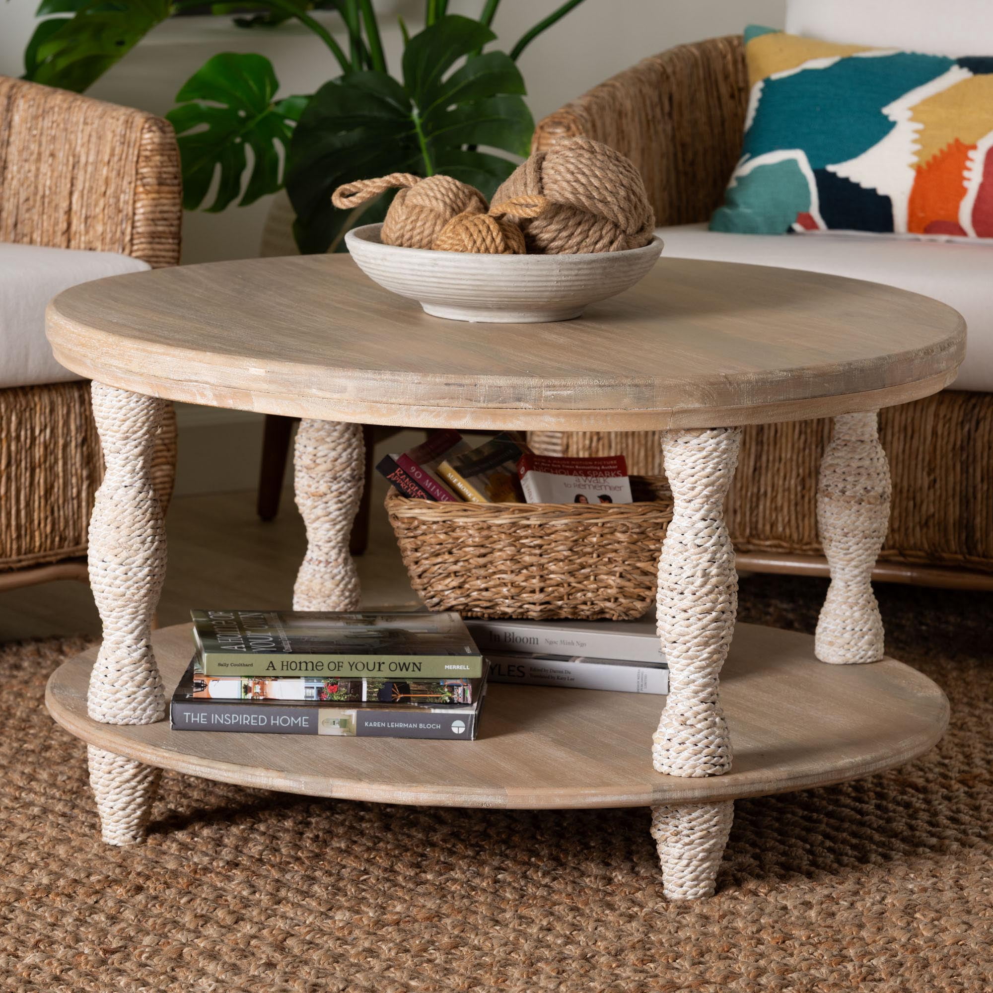 bali & pari Lejane Cottage Coffee Table, 2-Tier, White Wash