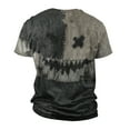 thumbnail image 4 of Men's Halloween Patchwork Skull Graphic T-Shirt Crew Neck Short Sleeve Casual Streetwear Top, 4 of 6