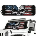 thumbnail image 2 of FUIALDOLG American Flag Skull Windshield Sun Shade for Car Off-road Vehicle (52.95x16.14 Inches), Sun Shade Windshield, Shades for Front Windows, Protector Blocks UV, Fashion Car Decor, 2 of 7