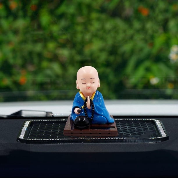 Petit Moine Bouddha Solaire Secouant La Tête - Figurine Voiture Danseuse Énergie Solaire, Ornement Tableau De Bord Chance & Bonheur
