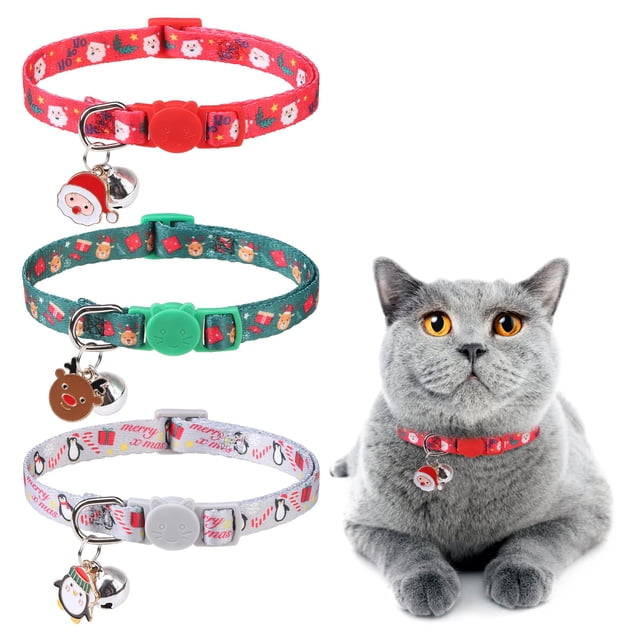Collar para gatos DILLYBUD, 3 unidades, ajustable entre 20 y 30 cm, para Navidad