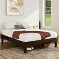 thumbnail image 1 of Yaheetech Queen Size Wooden Platform Bed Frame with No Headboard, Dark Walnut, 1 of 7