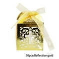 thumbnail image 4 of fastboy 50 Pieces Gift Boxes Snack Chocolate Cookie Package Holder Paper Decorative Atmospheres Packing Ribbon Hollow Container Reflective Gold, 4 of 8