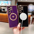 thumbnail image 5 of Magnetic Case for Samsung Galaxy S21 Ultra 5G Case for Women Men [Compatible with MagSafe], Cute Love Heart Electroplated Soft Back Cover Raised Full Camera Lens Case (6.8"/2021), Black, 5 of 10