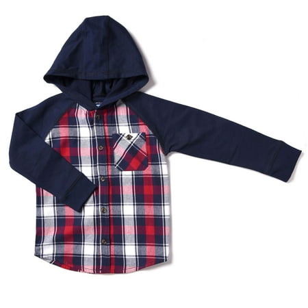 Kapital K Baby Toddler Boy Hooded Plaid Flannel Shirt