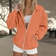 thumbnail image 2 of NMMUED Womens Zip Up Hoodies, Zip Up Jacket, Gym Hoodie, Athletic Jackets for Women Full Zip, Oversized Zip Up Hoodie for Women, Orange XXL, 2 of 7