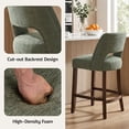 thumbnail image 4 of Usaint Chenille Bar Stools Set of 2, 26" Counter Height Barstools, Mid-Century Wooden Kitchen Island Chairs for Dining Room, Green, 4 of 9