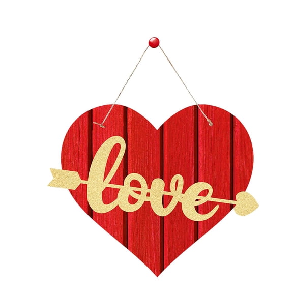 Happy Valentine's Day Signs Wreath Heart Hanging Wooden Door Sign Truck Gnome Valentine's Day Wall Decor for Home Wedding Anniversary Party