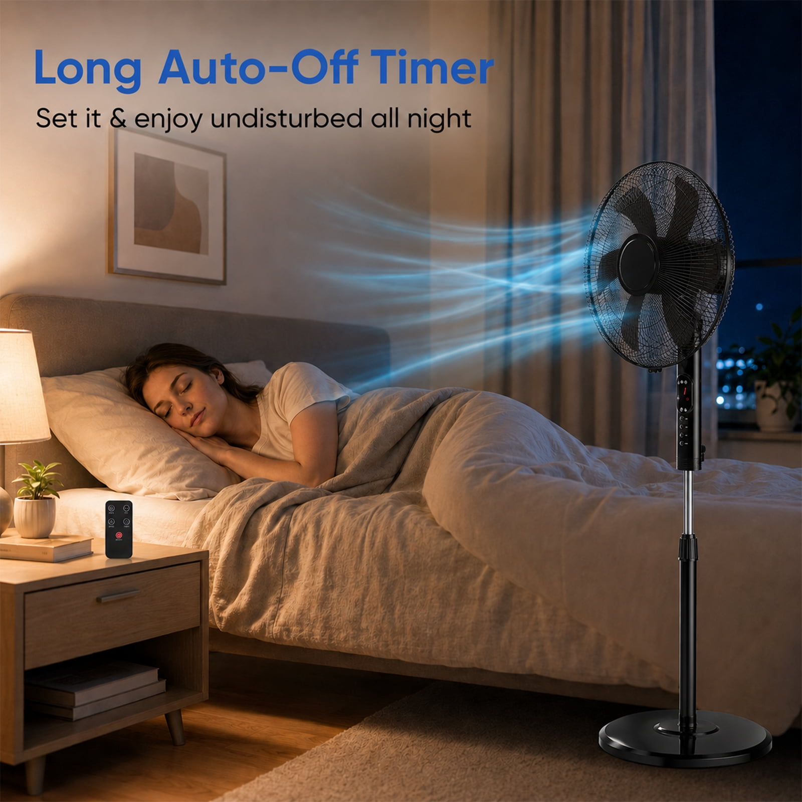 Alvantor 17" Pedestal Fans with RemotPe, Quiet Standing Fan for Bedroom Office, Adjustable Height, Timer & Multiple Modes