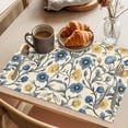 thumbnail image 3 of Spring Floral Placemats Set of 6, Watercolor Vintage Yellow Blue Flower Blue Grey Leaf Linen Texture Non-Slip Place Mats Washable Table Mats for Kitchen Dining Table Decorations Indoor/Outdoor, 3 of 9