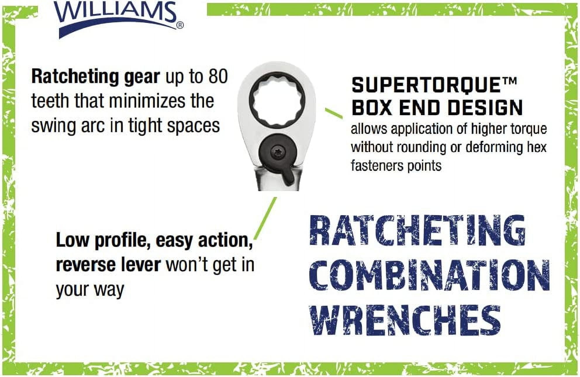 Williams ws-1168rc 8点リバーシブルRatcheting組み合わせレンチセット Williams 8 Piece SAE Reversible Ratcheting Combination Wrench Set