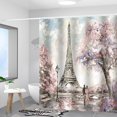 thumbnail image 5 of Paris Eiffel Tower Bathroom Curtains Pink Floral Tree Lovers Home Decoration Waterproof Fabric Shower Curtain with Hooks 72x72 Inch, 5 of 5