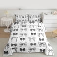 thumbnail image 2 of jejeloiu Kawaii Bow Ribbon Queen Comforter Set,Gray Cute Bowtie Bedding Comforter Set For Girls Teens Reversible 3 Pieces, 2 of 8