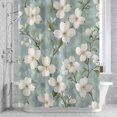 thumbnail image 2 of Summer Flower Shower Curtain for Bathroom, Gardenia Floral Modern Watercolor Waterproof Cloth Fabric Bathroom Accessories Set with 12 Rust Proof Plastic Hooks, 36"x72", 2 of 9