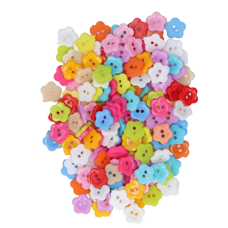 Spptty Cute Buttons,Small Buttons,200pcs Flower Buttons Colorful DIY Making  Plastic Glossy Decorative 1.3x1.3cm/0.5x0.5in Sewing Buttons For