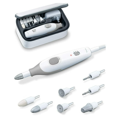 Beurer 10-piece Professional Nail Drill Kit for Manicure & Pedicure, Electric Nail File Set incl. 7 Attachments & Pouch, Nails Care Tool with 3 Speeds, All in One Trimmer, Grinder & Polish, MP32