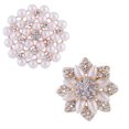 thumbnail image 1 of 2 pcs Flower Brooch Corsage Simulated Pearl Crystal, Elegant Flower Leaf Brooch for Women, Bride, 1 of 6