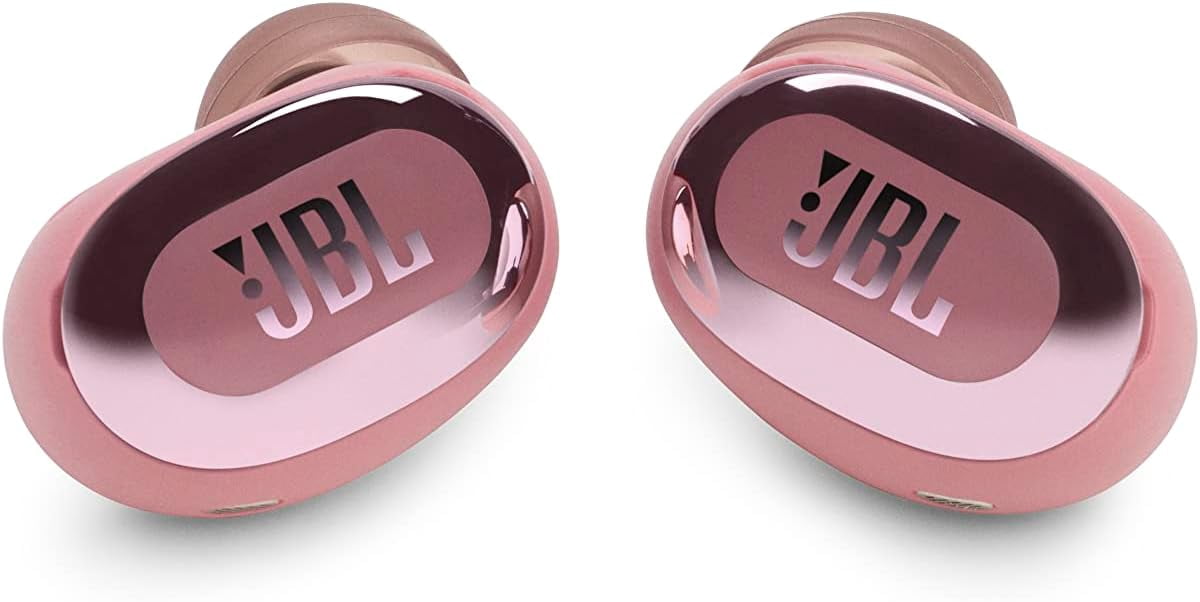 Open Box JBL Live Free 2 - True Wireless Noise Cancelling Earbuds, Up to 35hrs of Playtime, 6 mics for Perfect Calls with Zero Noise, IPX5 Waterproof, Oval Tubes for Better Comfort, Isolation, & bass (Rose)