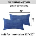 thumbnail image 5 of Lumbar Pillow Cover 12x20 Dark Blue Plush Velvet Corduroy Striped Throw Pillow Covers for Couch Bed Living Room, 12 x 20 inch, Blue, 5 of 13
