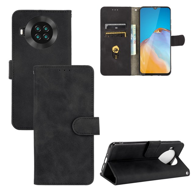 For Cubot Note 20 PU Leather Flip Case Card Slots Holder Kickstand Book Folding Folio Cover-Black