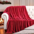 thumbnail image 5 of Aisbo Brushed Flannel Blanket Red Throw, Super Soft and Cozy Blankets All Season Use, 5 of 10