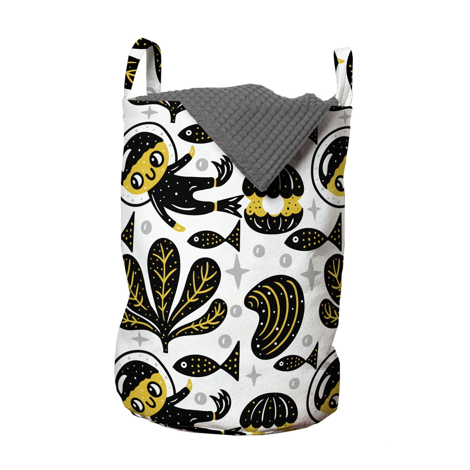 Fish Laundry Bag, Child Swimming Deep down in the Ocean Amongst Reef